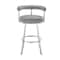 Armen Living Nolagam Swivel Counter Stool in Brushed Stainless Steel with Light Gray Faux Leather 840254335615 - alternate 9